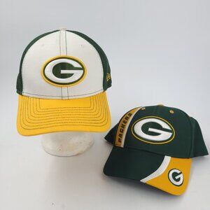 NEW ERA GREEN BAY PACKERS NFL 39THIRTY YELLOW/WHITE 2 HATS CAP Large/XL
